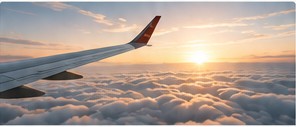 Air travel at sunrise